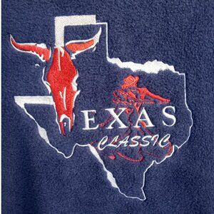 L Dark Blue Vintage Texas Classic Country Dance Event Embroidered Fleece Jacket